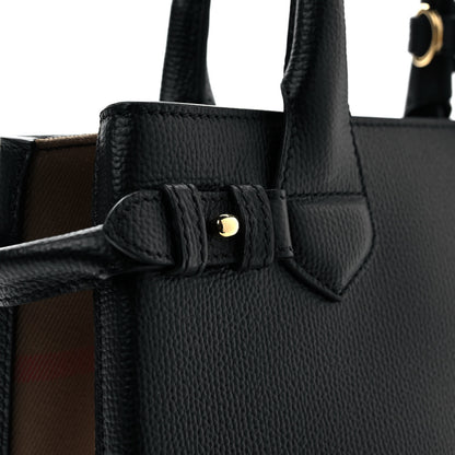 Burberry Grainy Calfskin House Check Small Banner Tote Black 11 of 11
