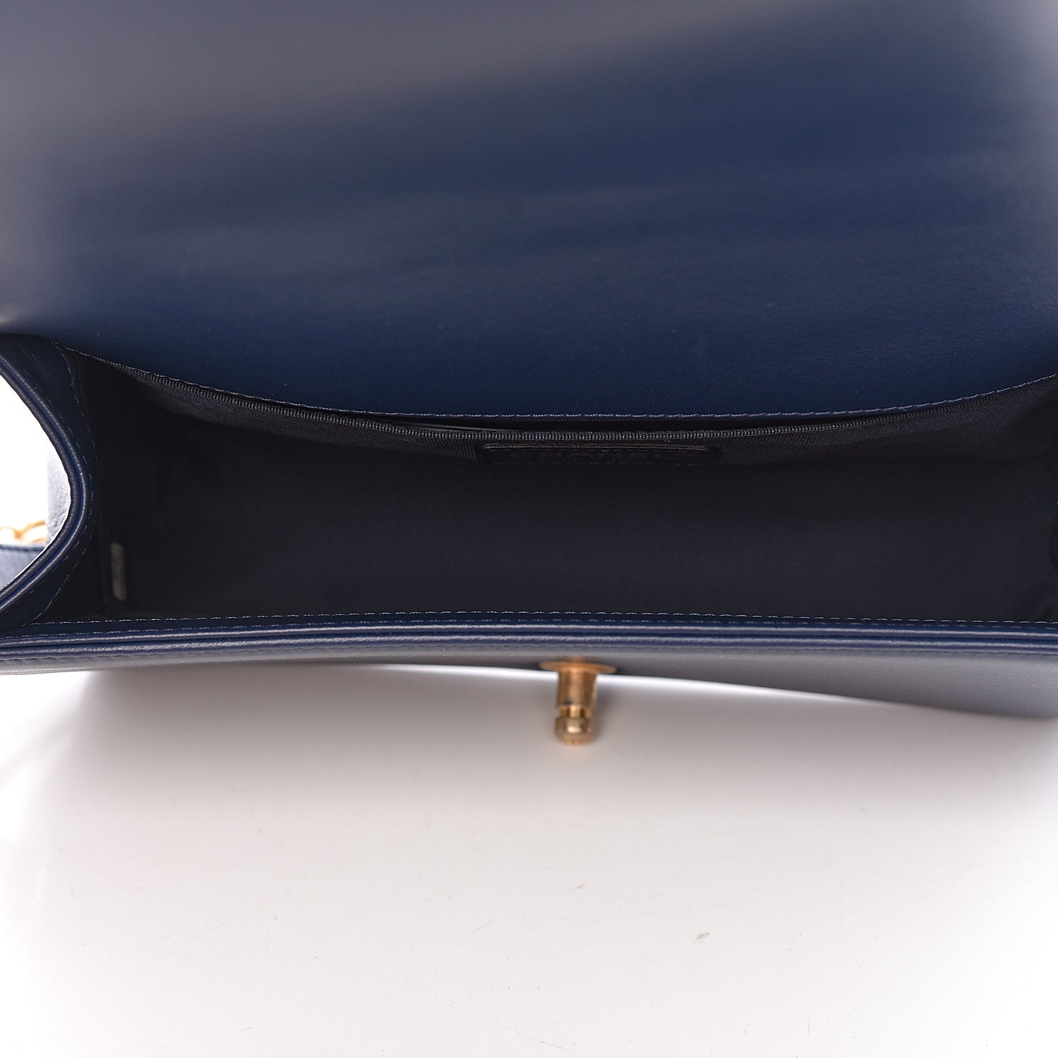 Chanel Calfskin Chevron Medium Boy Flap Dark Navy Blue 6 of 15