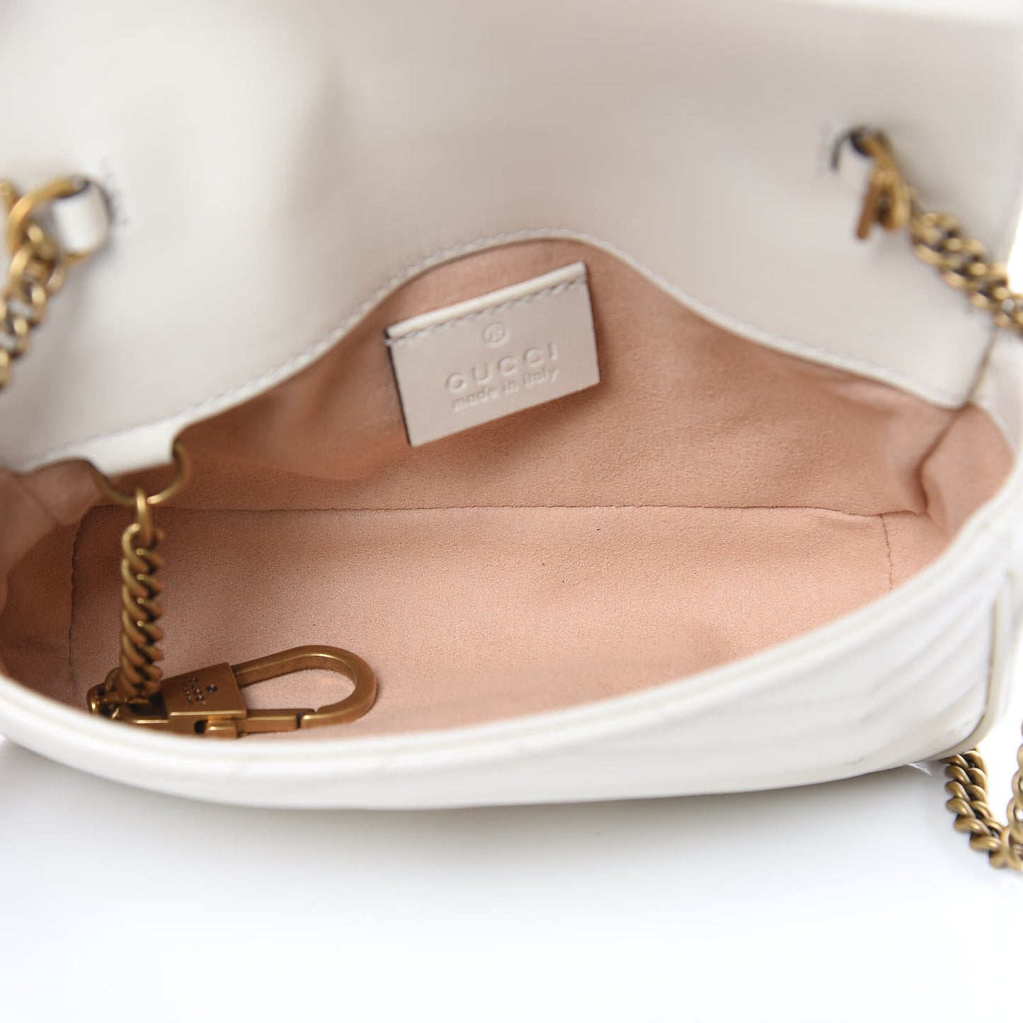 Calfskin Matelasse Super Mini GG Marmont Shoulder Bag White