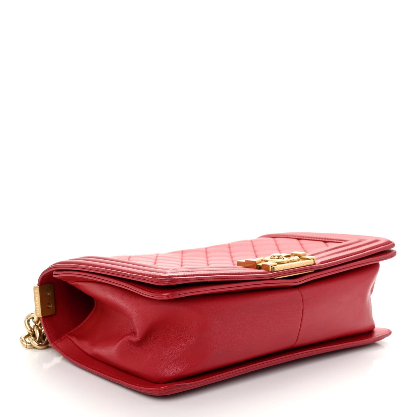 Lambskin Quilted Medium Boy Flap Red