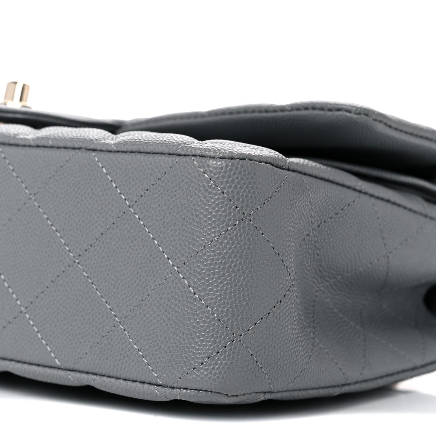 Caviar Quilted Medium Double Flap Grey