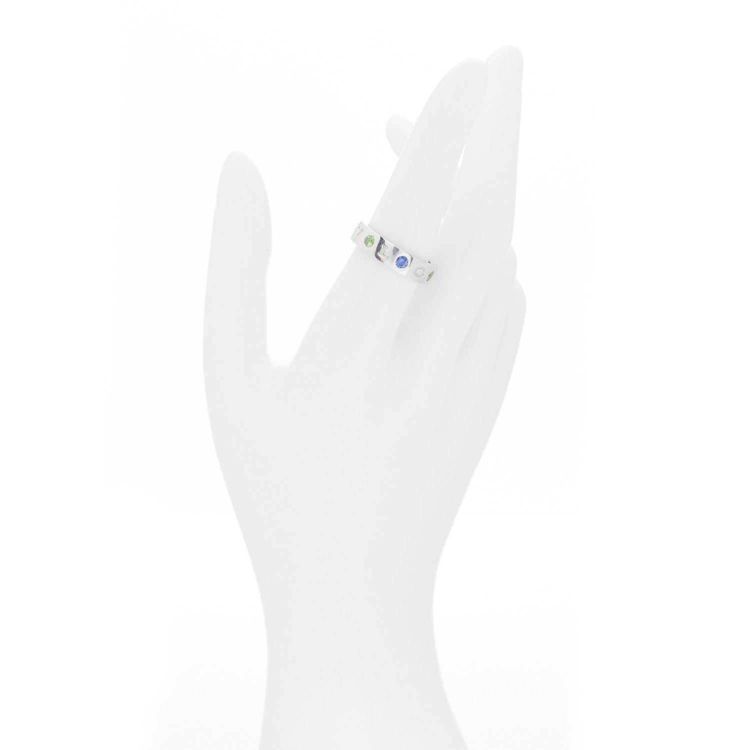 Bulgari 18K White Gold Blue Sapphire Tsavorite Roman Sorbets Ring 55 7.25 2 of 5