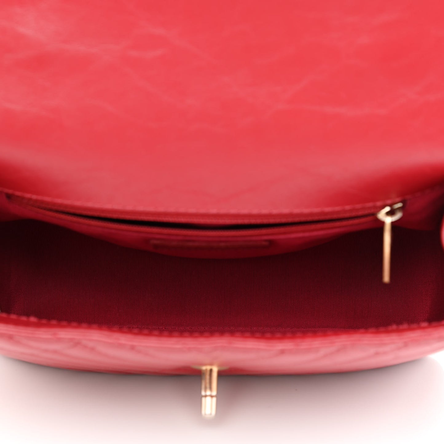 Calfskin Chevron Quilted Top Handle Flap Red