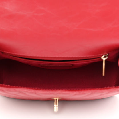 Chanel Calfskin Chevron Quilted Top Handle Flap Red 5 of 13