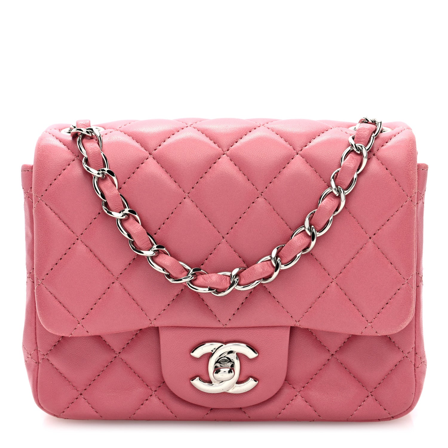 Chanel Lambskin Quilted Mini Square Flap Pink 1 of 10