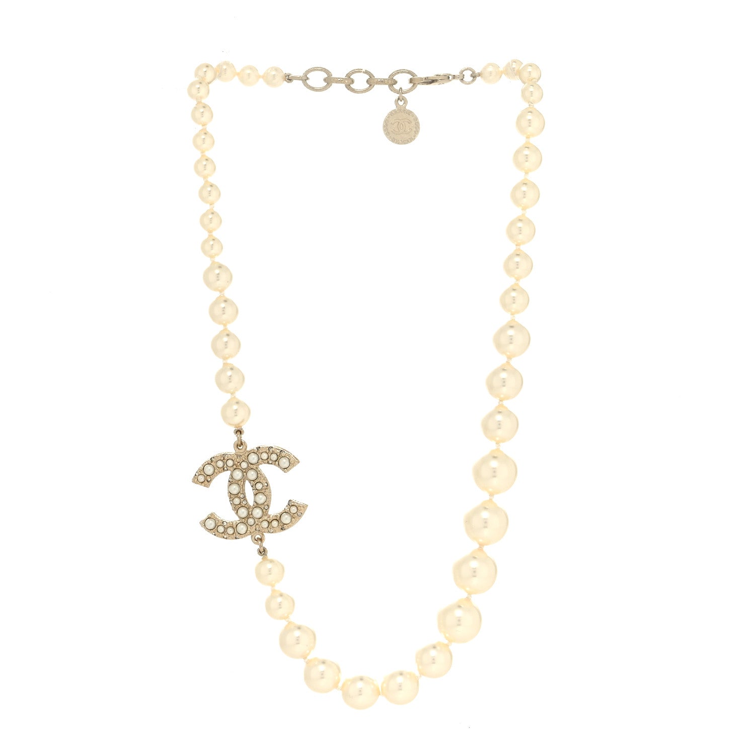 Chanel Pearl CC 100th Anniversary Necklace Light Gold 3 of 5