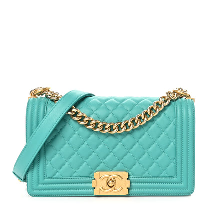 Chanel Calfskin Quilted Medium Boy Flap Turquoise 1 of 11