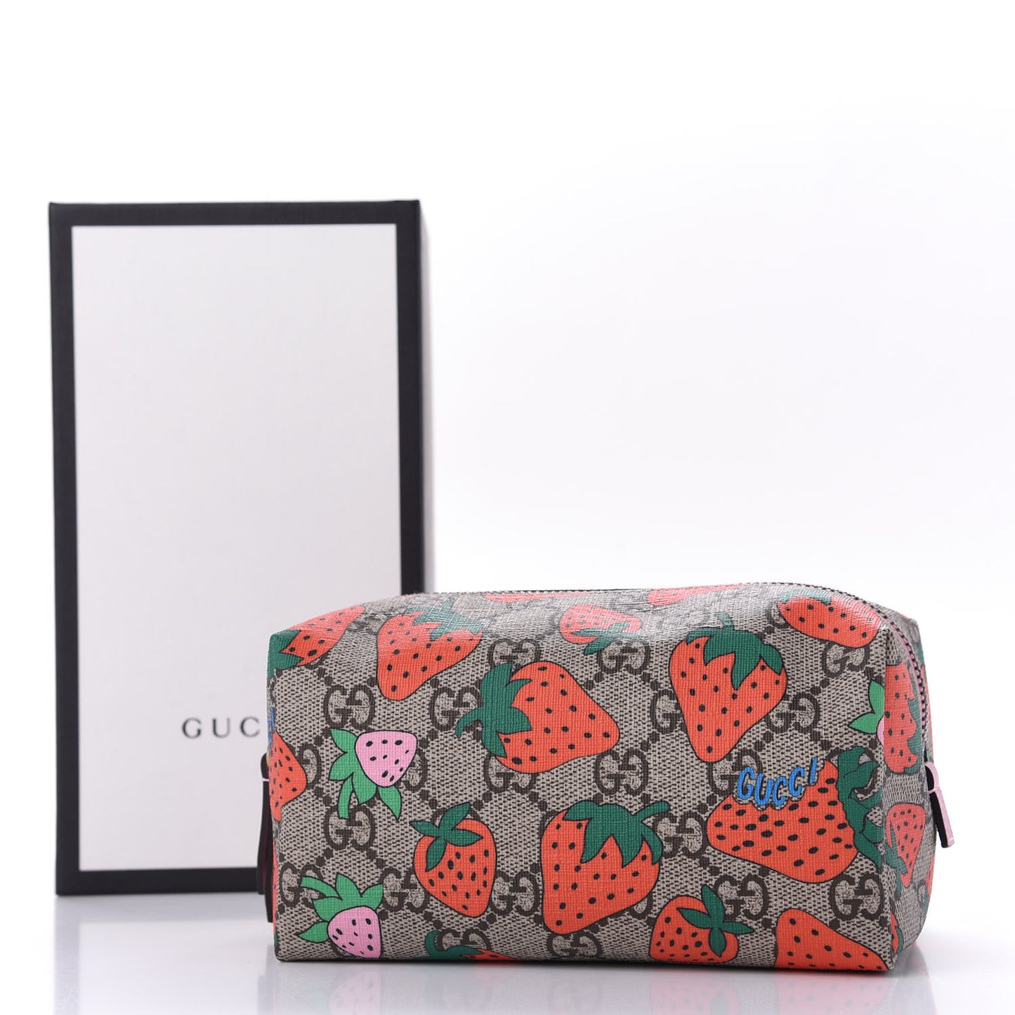 GG Supreme Monogram Strawberry Cosmetic Case