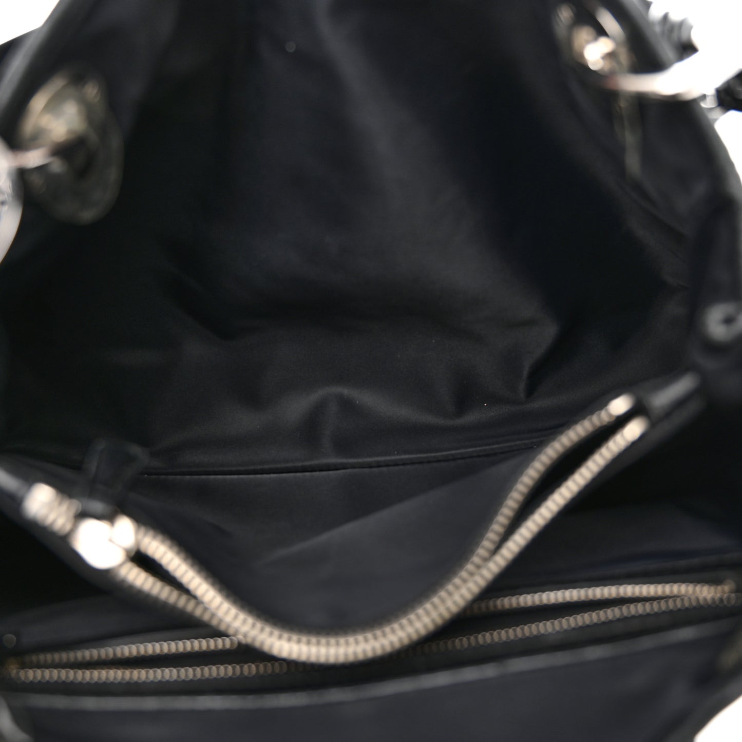 Satin Cannage Charming Lock Flap Shoulder Bag Black