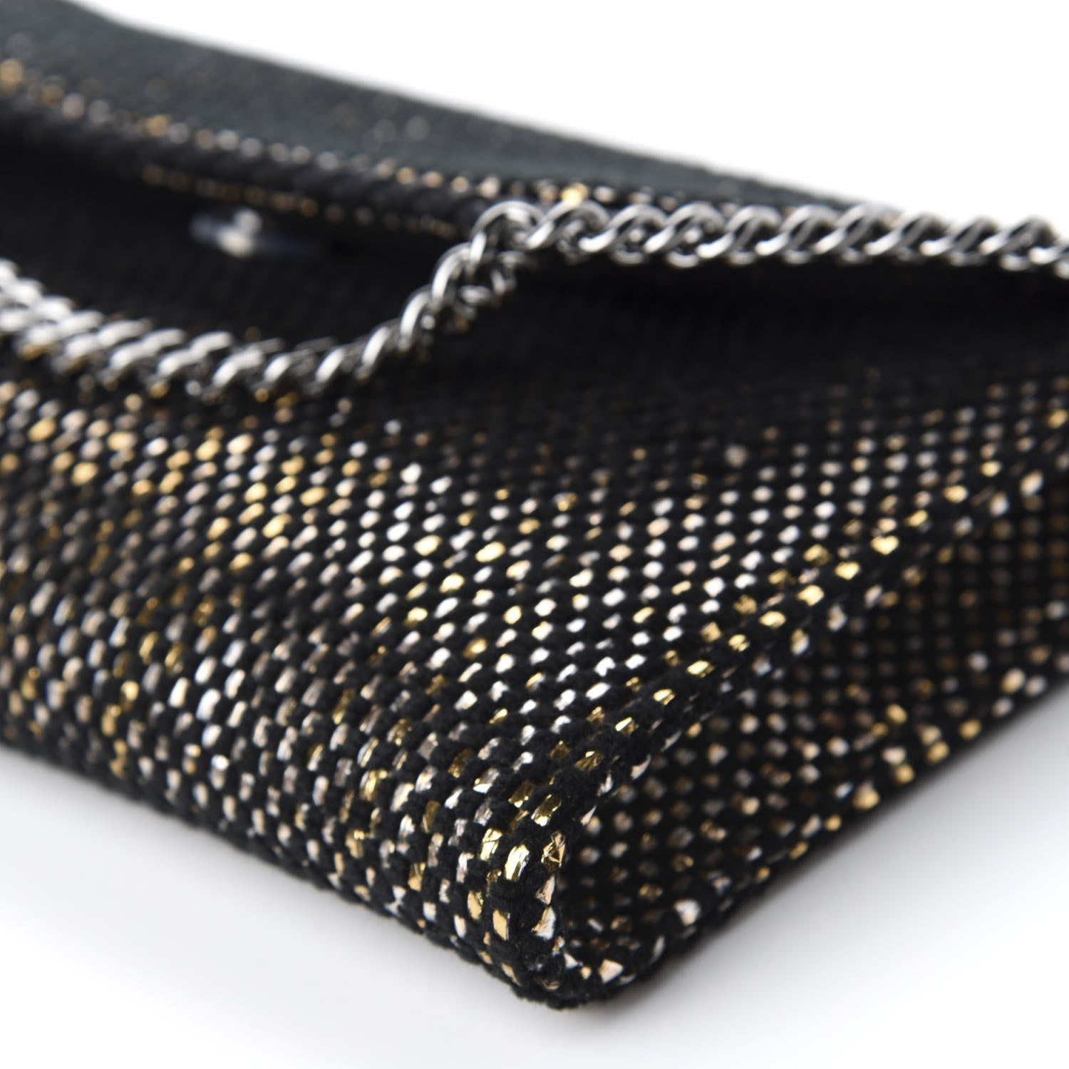 Stella McCartney Metallic Woven Raffia Falabella Mini Crossbody Black Gold 7 of 9