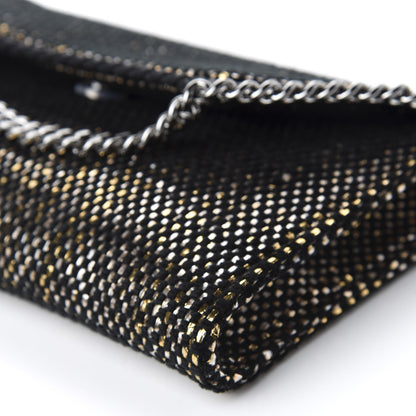 Stella McCartney Metallic Woven Raffia Falabella Mini Crossbody Black Gold 7 of 9