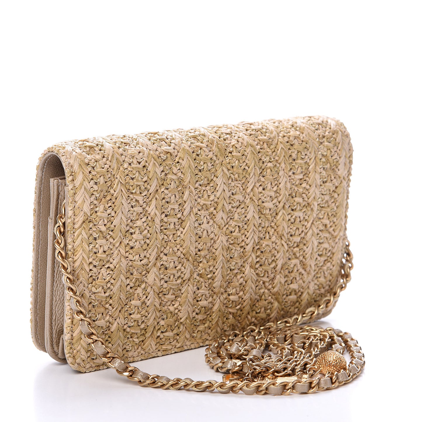 Woven Straw Braided Ancient Greek Wallet On Chain WOC Beige