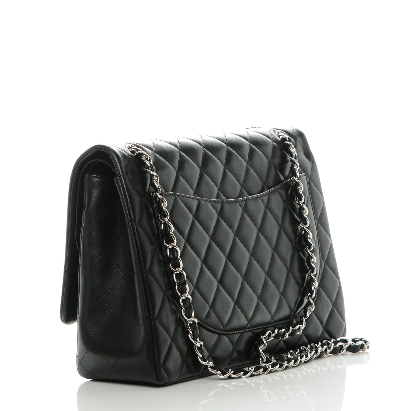 Lambskin Quilted Maxi Double Flap Black