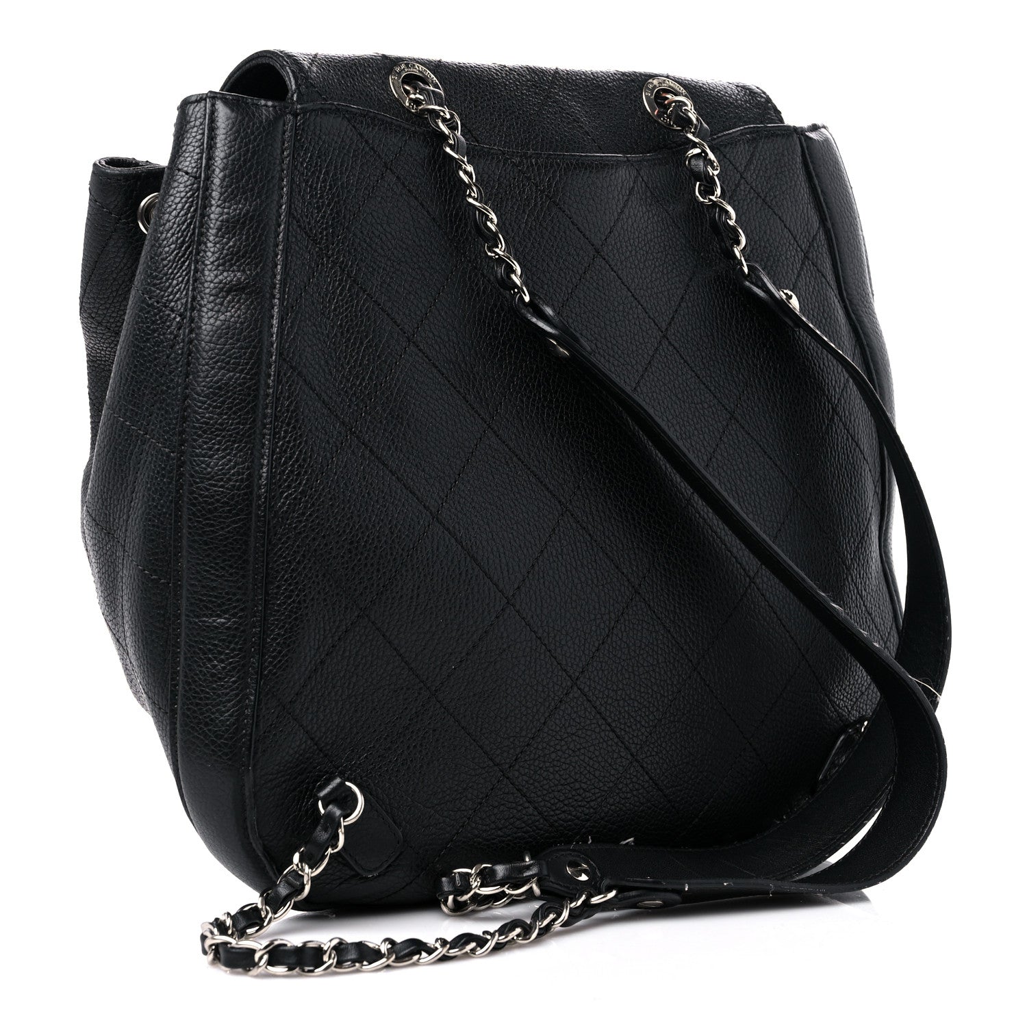 Chanel Grained Calfskin Stitched Flap Drawstring Backpack Black 2 of 8