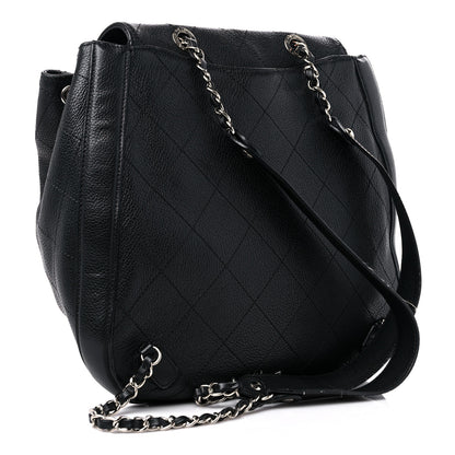 Chanel Grained Calfskin Stitched Flap Drawstring Backpack Black 2 of 8