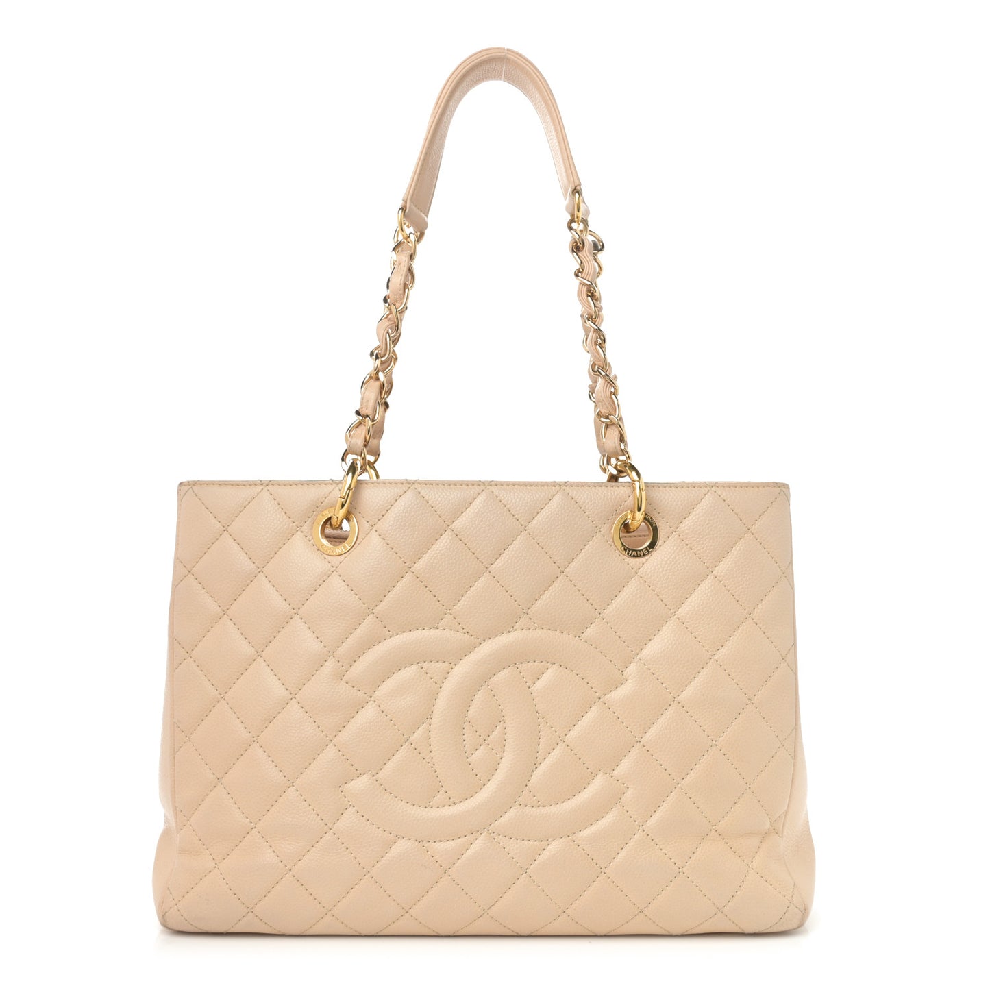 Caviar Quilted Grand Shopping Tote GST Beige