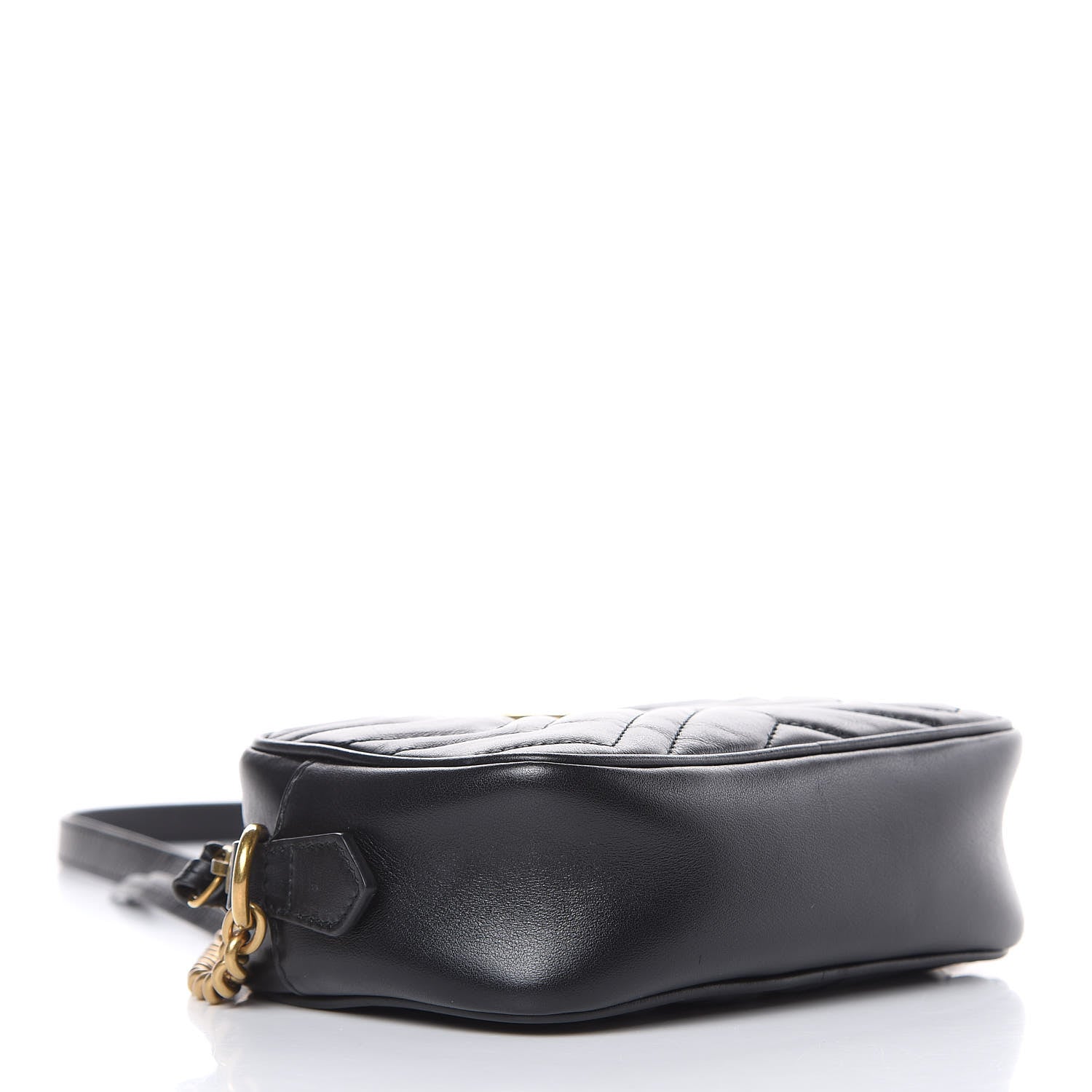 Gucci Calfskin Matelasse Mini GG Marmont Chain Shoulder Bag Black 4 of 12