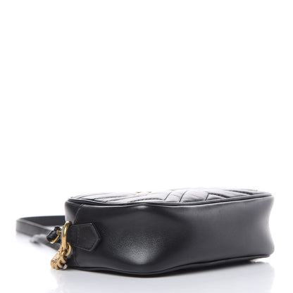 Gucci Calfskin Matelasse Mini GG Marmont Chain Shoulder Bag Black 4 of 12