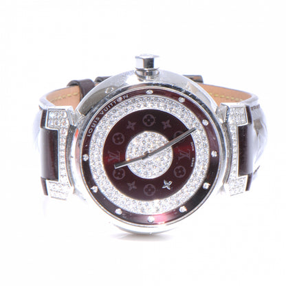 Louis Vuitton Vernis Diamond Tambour Disc Watch L Amarante 3 of 4