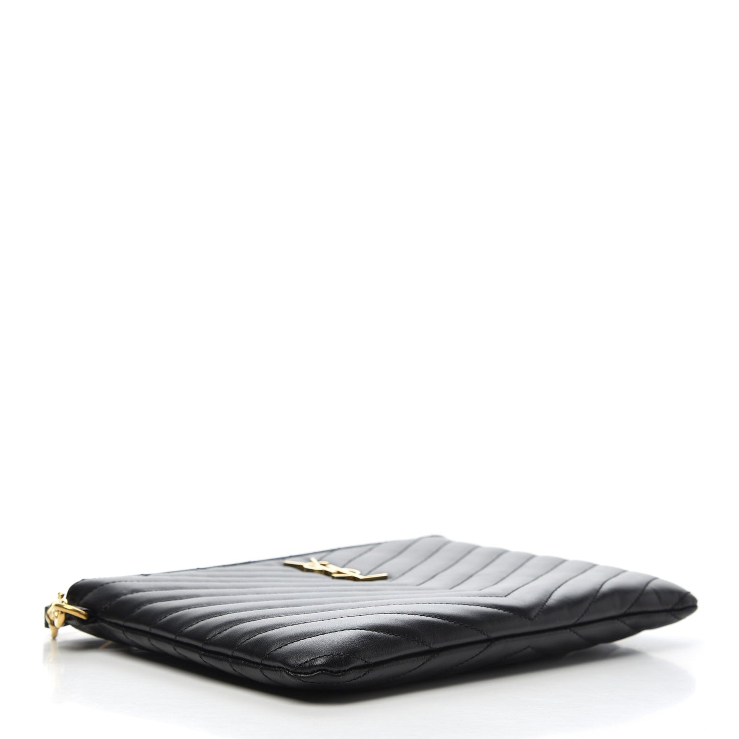 Calfskin Matelasse Chevron Monogram A5 Wristlet Black