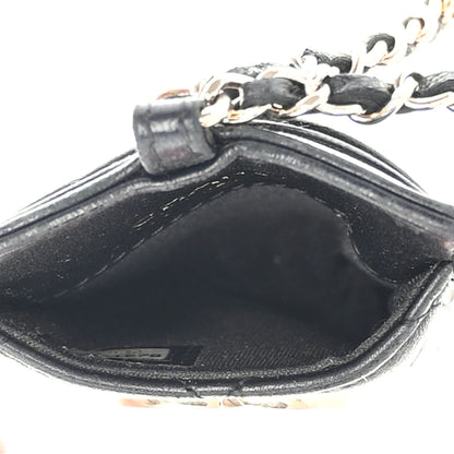 Chanel Lambskin Quilted Glitter Card Holder On Chain Black 5 of 10