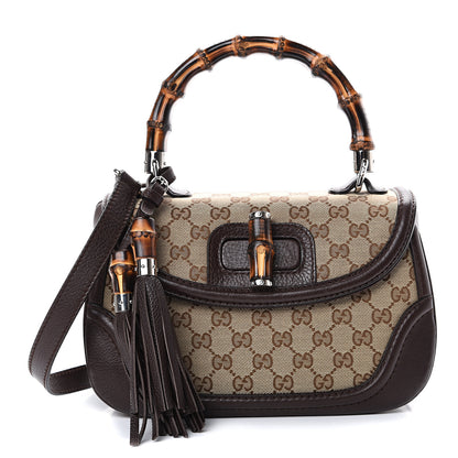 Gucci Monogram Medium New Bamboo Top Handle Bag Dark Brown 1 of 11