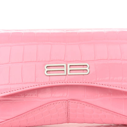 Balenciaga Shiny Super Supple Calfskin Crocodile Embossed Small XX Flap Stretch Bag Sweet Pink 11 of 13