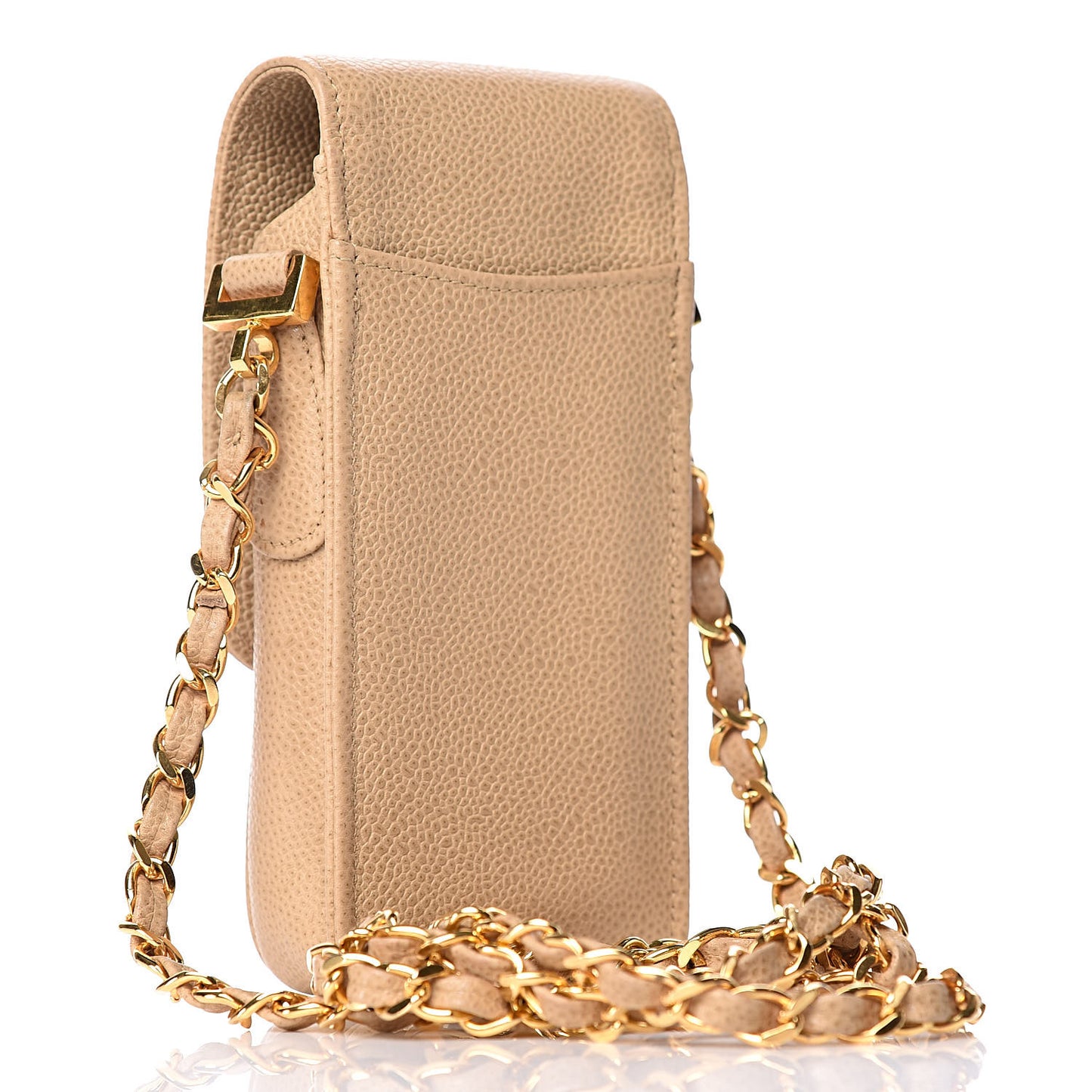 Caviar Phone Holder Crossbody Beige