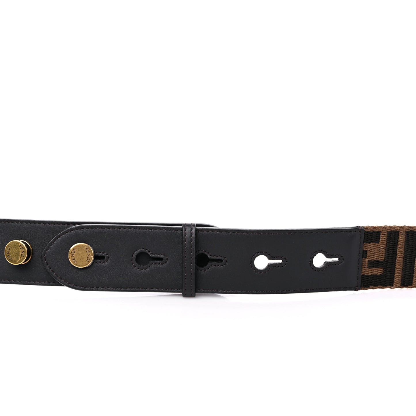 Ribbon Vitello Century FF 1974 Flat Studded Strap You Fango Marrone Ebano