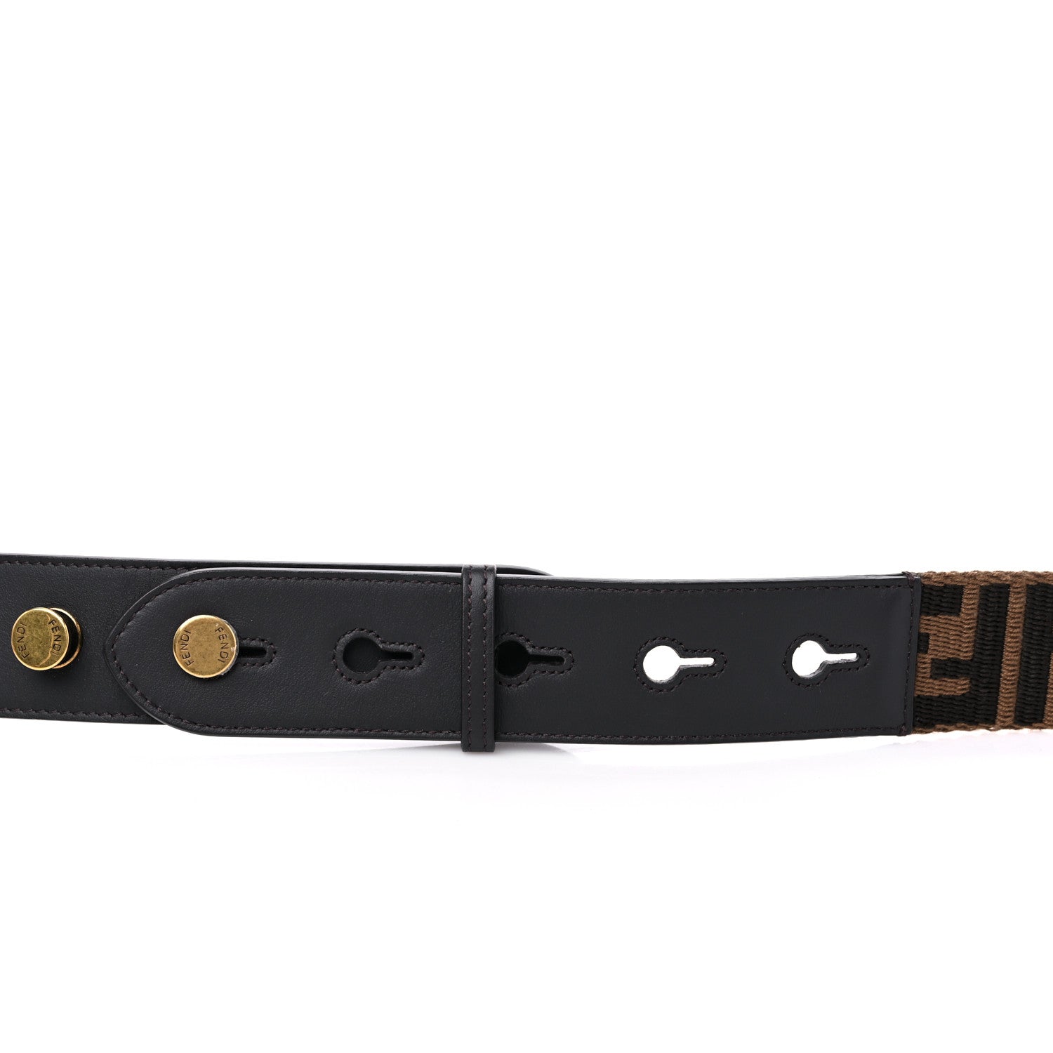 Fendi Ribbon Vitello Century FF 1974 Flat Studded Strap You Fango Marrone Ebano 4 of 4