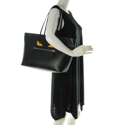 Fendi Vitello Elite Cuoio Monster Buggies Medium Roll Tote Black Multicolor Blue Cobalto 2 of 7