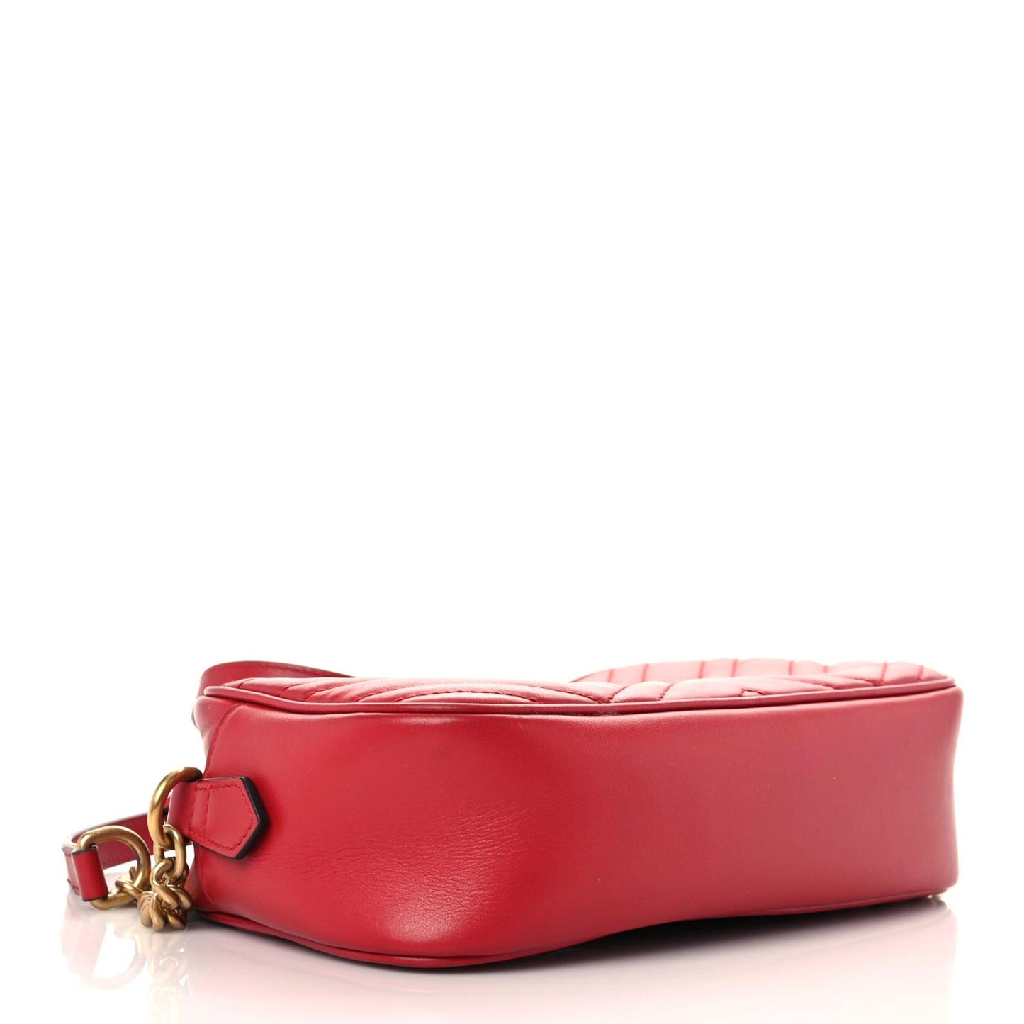Calfskin Matelasse Small GG Marmont Chain Shoulder Bag Hibiscus Red