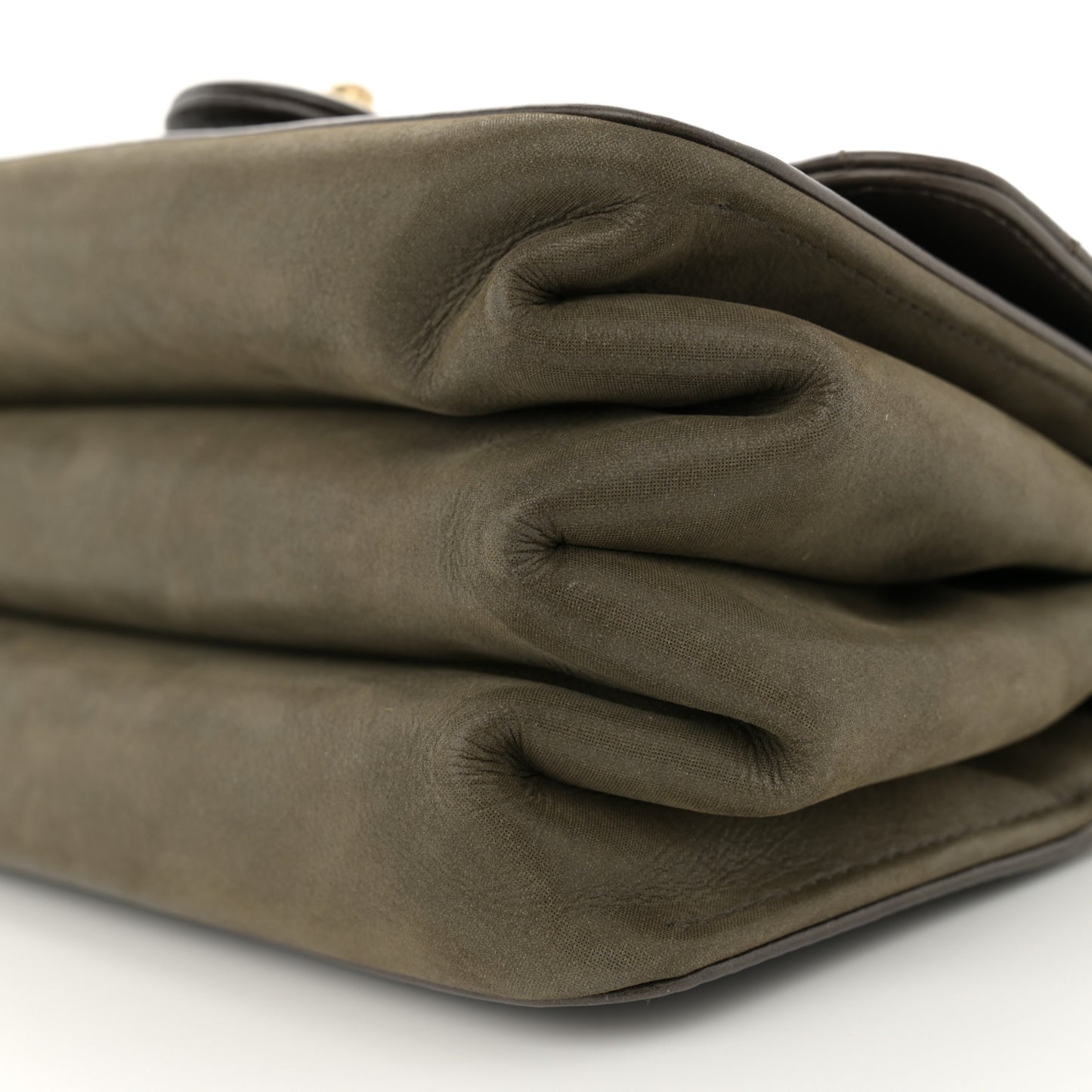 Iridescent Calfskin Quilted Small Straight Lined Flap Khaki