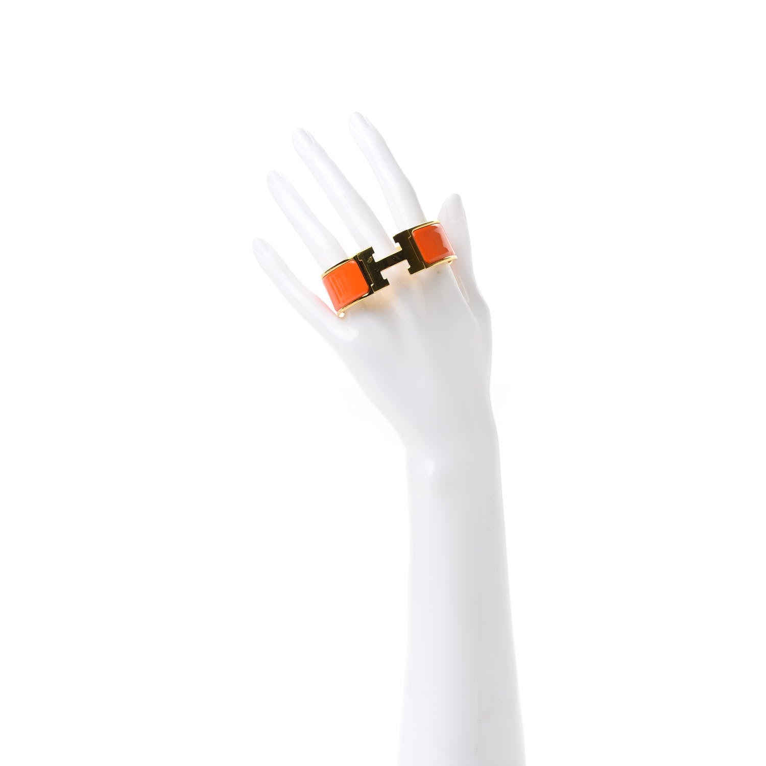 Hermes Enamel Wide Clic Clac H Bracelet PM Orange 2 of 6