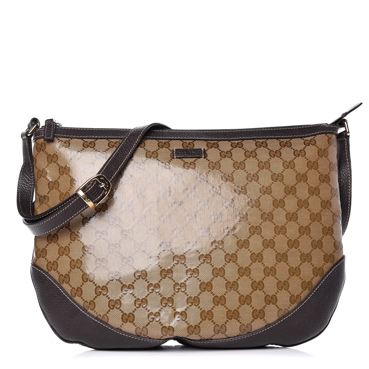 Crystal Monogram Large Half Moon Hobo Dark Brown