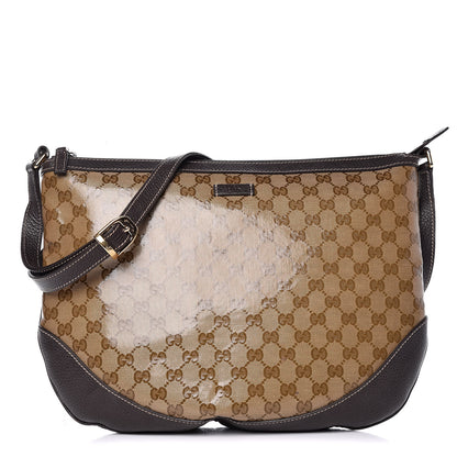 Gucci Crystal Monogram Large Half Moon Hobo Dark Brown 1 of 10