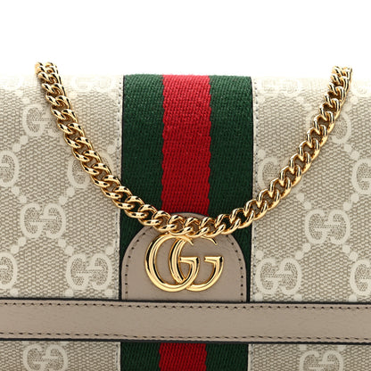 Gucci GG Supreme Monogram Calfskin Ophidia Wallet On Chain Beige  Mystic White Oatmeal 9 of 11