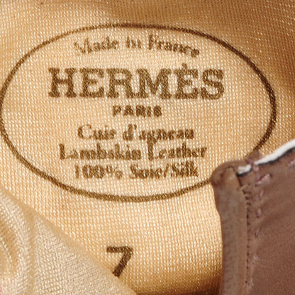 Hermes Lambskin Gloves Etoupe Blanc Size 7 5 of 6