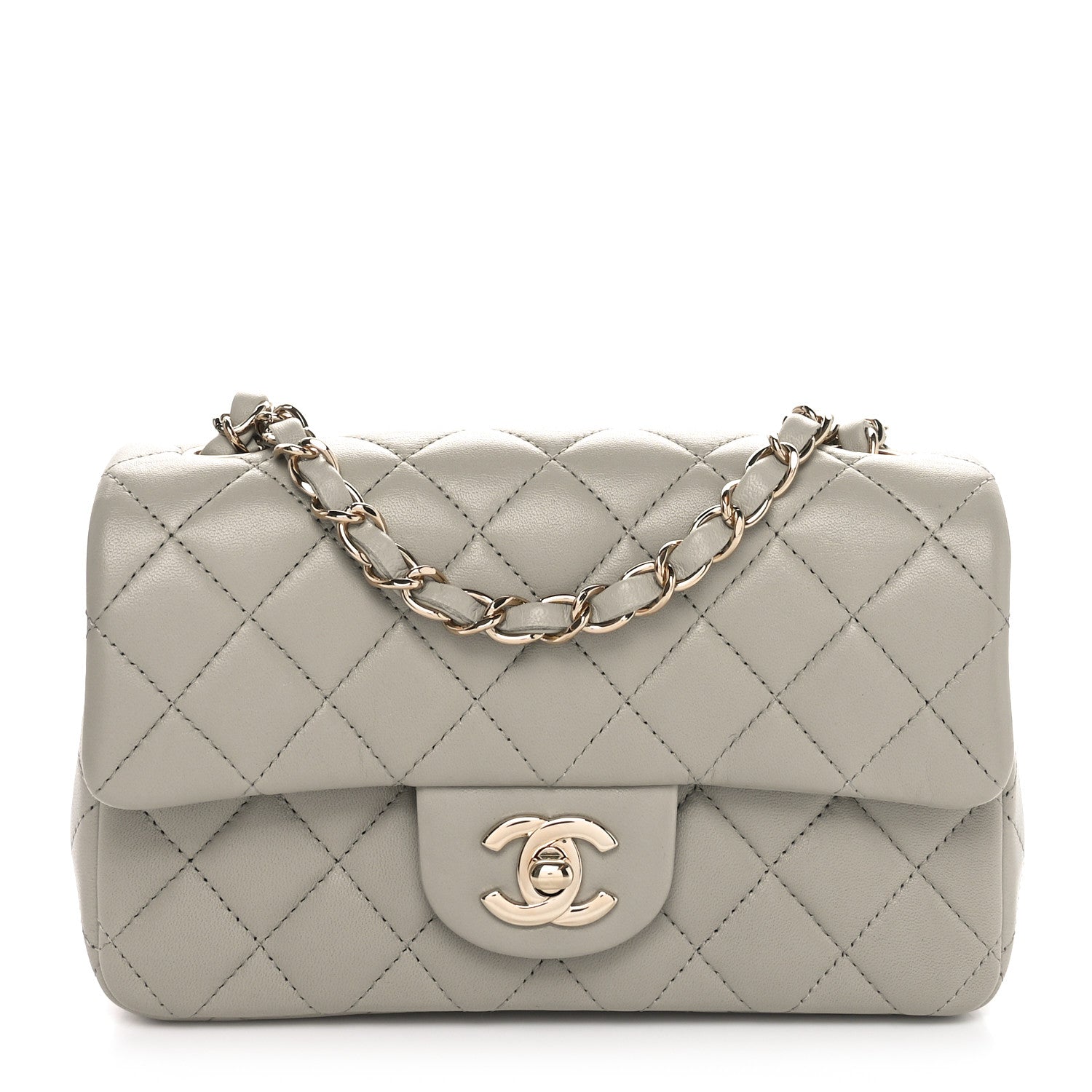 Chanel Lambskin Quilted Mini Rectangular Flap Grey 1 of 11