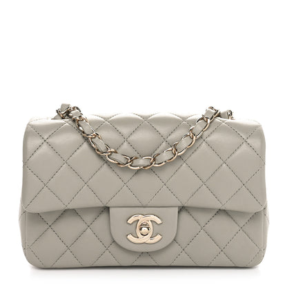 Chanel Lambskin Quilted Mini Rectangular Flap Grey 1 of 11