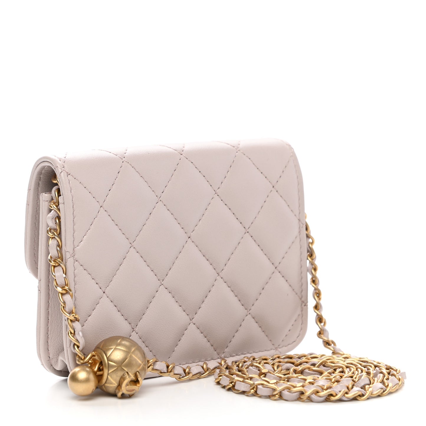 Lambskin Quilted Pearl Crush Clutch With Chain Light Purple