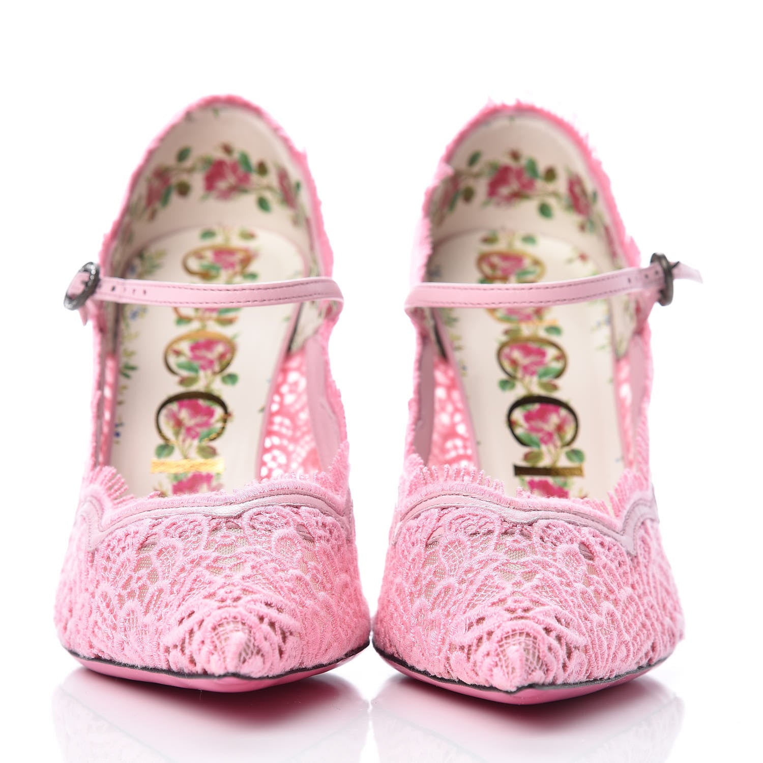Gucci Lace Pizzo Venice Pumps 38.5 Sugar Pink 3 of 7