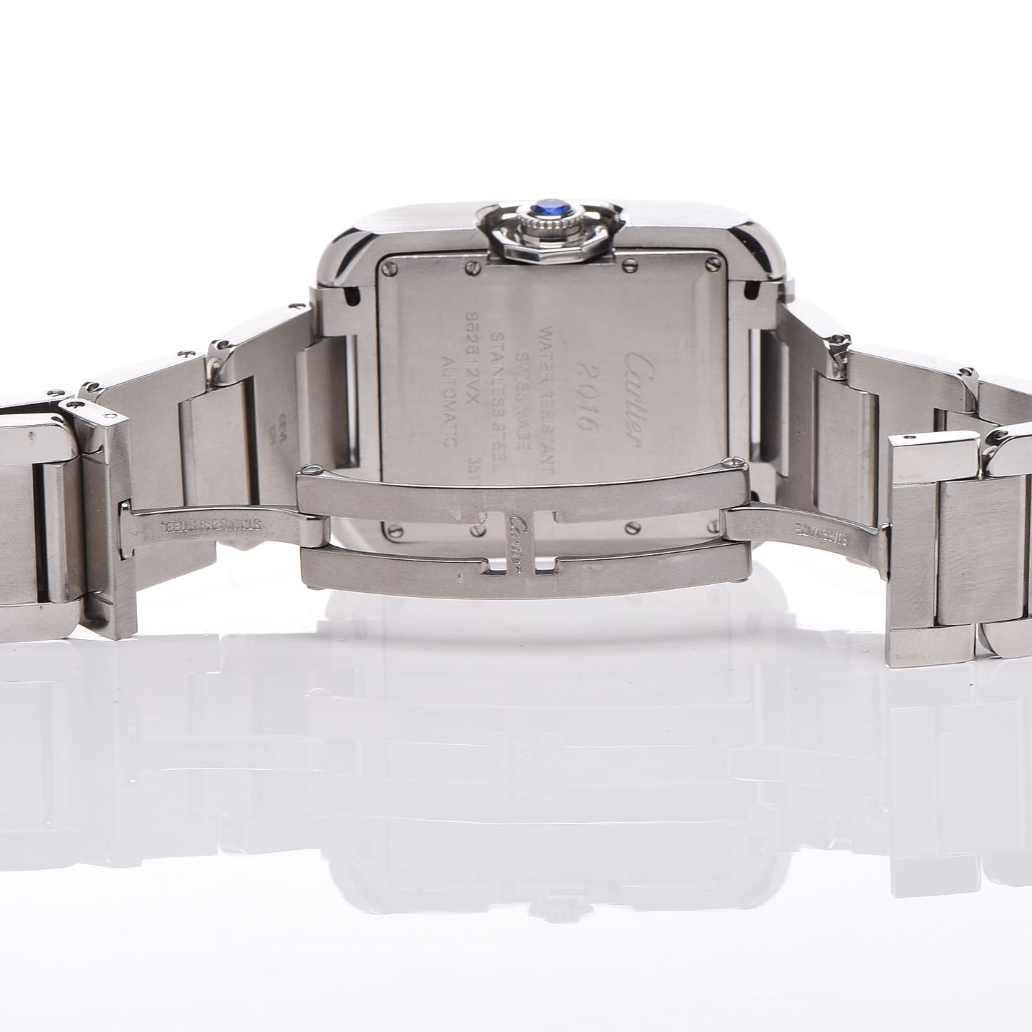 Stainless Steel 30mm Tank Anglaise Automatic Watch