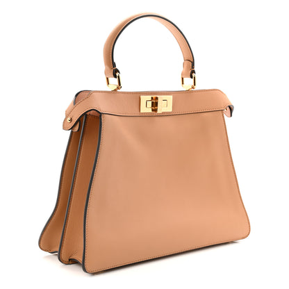 Fendi Vitello Seta Shiny Nappa Medium Peekaboo I SEE U Satchel Miele Scuro Light Rose 2 of 10