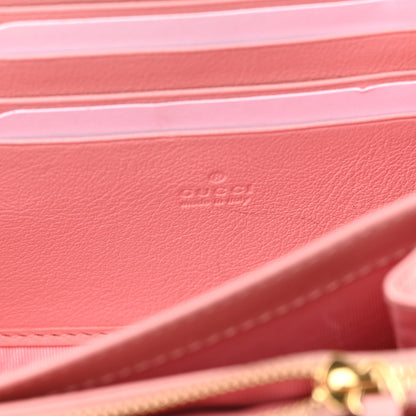 Gucci Azalea Calfskin Enamel Matelasse Diagonal Torchon GG Marmont Chain Wallet New Cherry Red Wild Rose 6 of 14