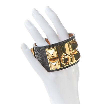 Hermes Matte Alligator Collier de Chien CDC Bracelet Black 2 of 10