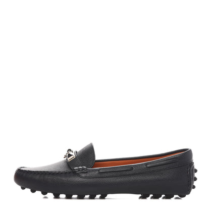 Hermes Epsom Womens Irving Driving Moccasin Loafers 37.5 Marine 1 of 9