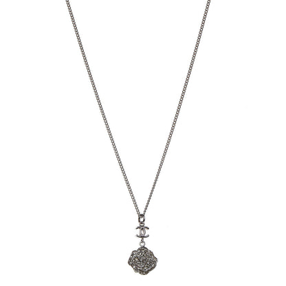 Chanel Swarovski Crystal Camellia CC Necklace Silver 1 of 7