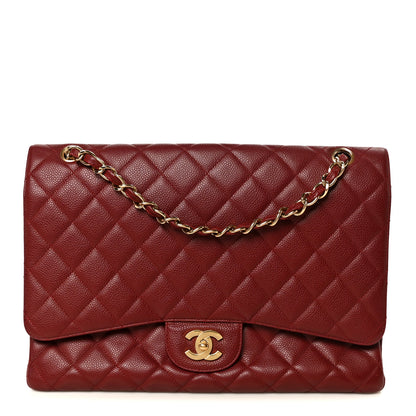 Chanel Caviar Quilted Maxi Single Flap Dark Red 1 of 12