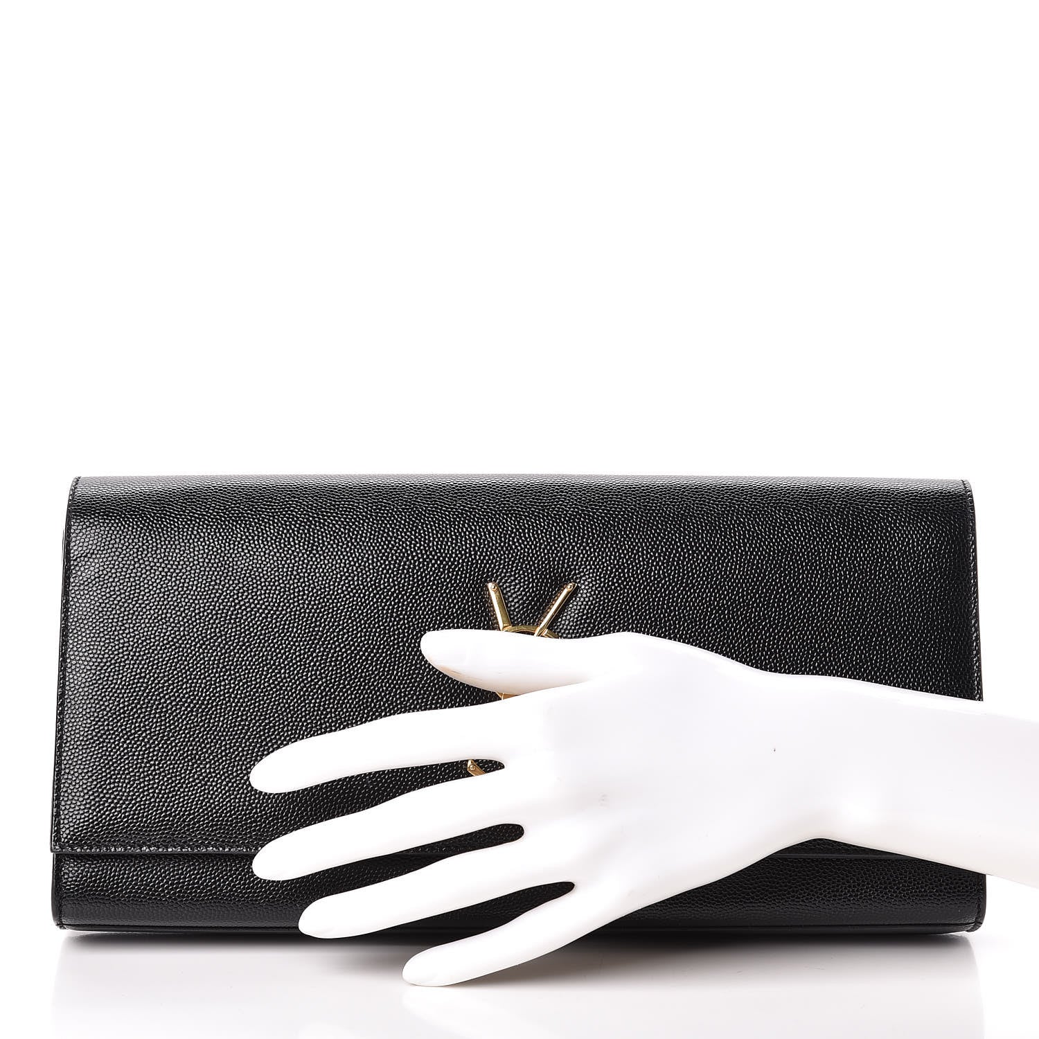 Saint Laurent Grain De Poudre Monogram Cassandre Clutch Black 2 of 14